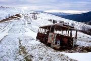 Ukrajina, Zakarpatská oblast, 30.12.2004, hřeben vedoucí ze siněvirského sedla do Mežhorje.