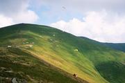 Ukrajina, Zakarpatská oblast, polonina Boržava, 14.8.2005, mistrovství Ukrajiny v paraglidingu.