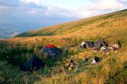 Ukrajina, Zakarpatská oblast, polonina Boržava, 14.8.2005, tábořiště pod Velikim Verchem.