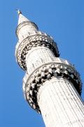 Turecko, Istanbul, 10.8.2007, pohled na jeden z minaretů Modré mešity.