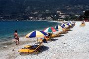 Řecko, Lefkada, 23.6.2008, městská pláž ve Vasiliki.